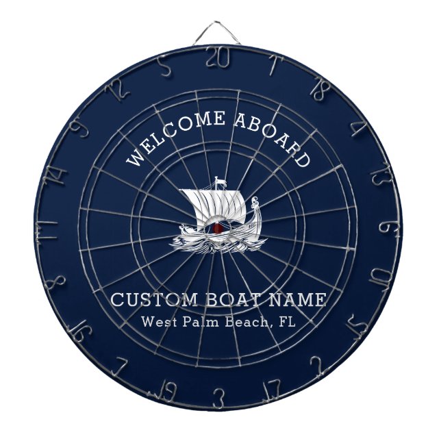 Custom Captain Boat Nautical Ship logo Navy Dart Board (Front)