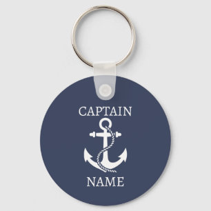 Custom Captain keychain with anchor for Boat Gift