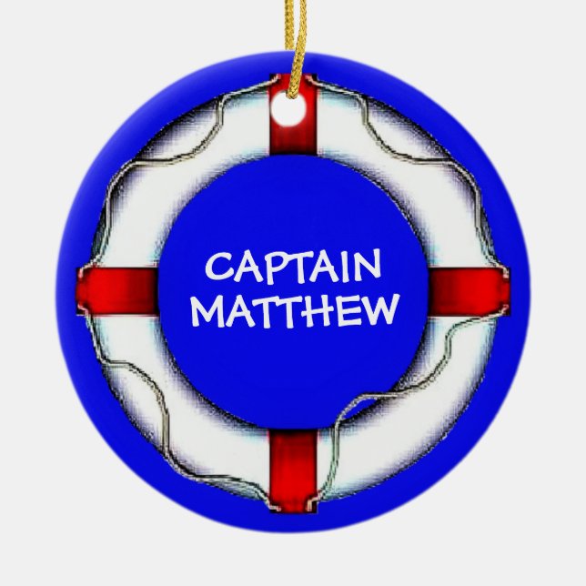 Custom Captain Lifesaver Ceramic Ornament (Front)
