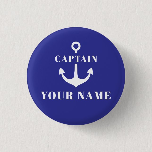 Custom Captain Name Anchor Blue Button (Front)
