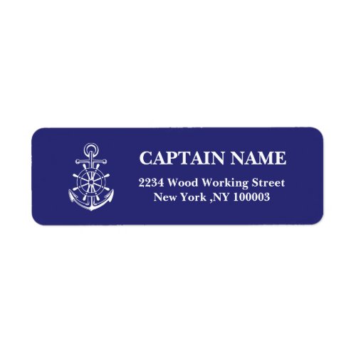 Custom captain name navy  Return Address label