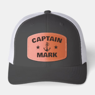 Custom Captain Nautical Dad Boating Gift Leather Patch Hat