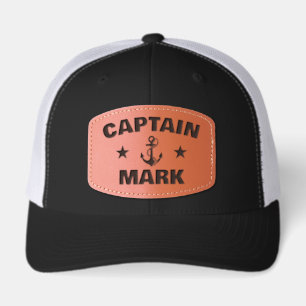 Custom Captain Nautical Dad Boating Gift Leather Patch Hat