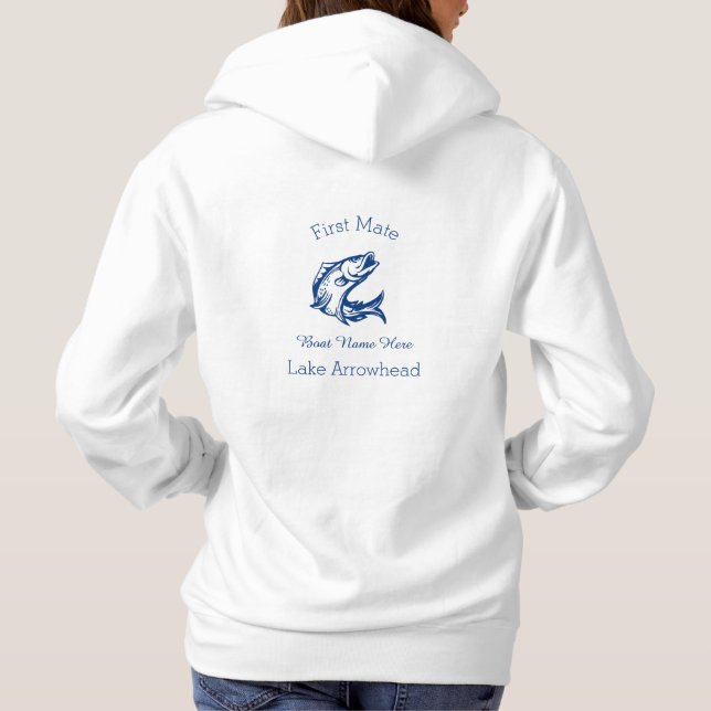 Custom Captains name with jumping fish Monogrammed Hoodie (Back)