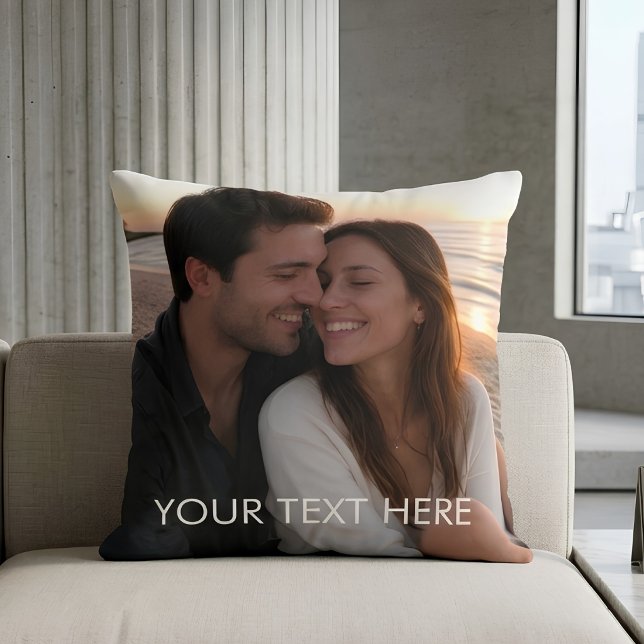 Custom Caption Double Sided Photo Throw Pillow (Creator Uploaded)