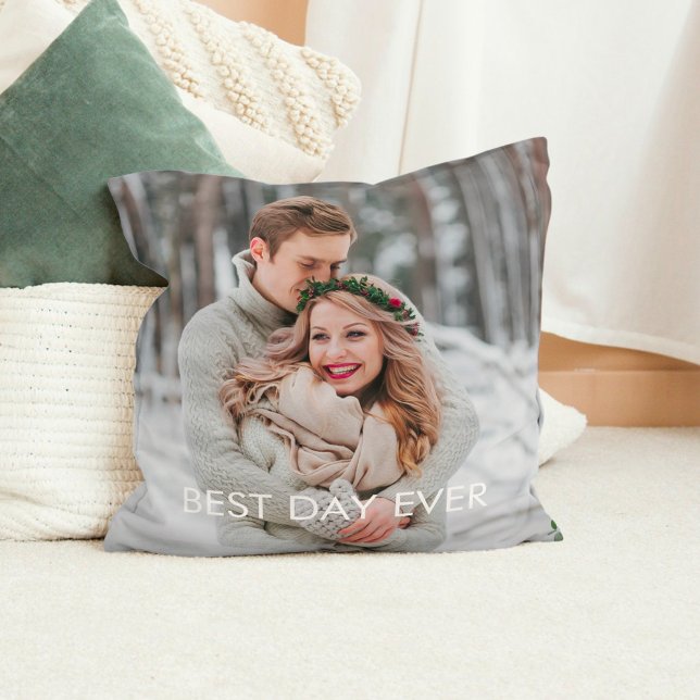 Custom Caption Double Sided Photo Throw Pillow (Creator Uploaded)