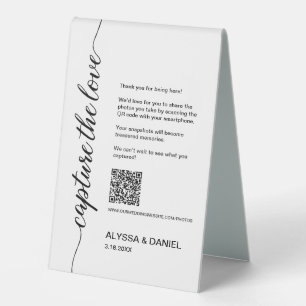 Custom capture Wedding Photo share QR Code Table Tent