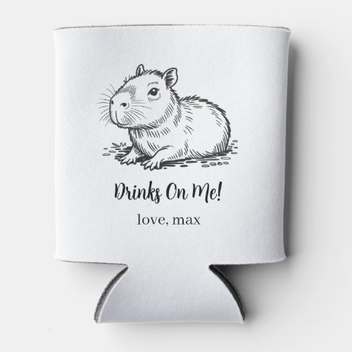 Custom Capybara Wedding Can Cooler