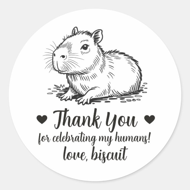 Custom Capybara Wedding Favor Stickers (Front)