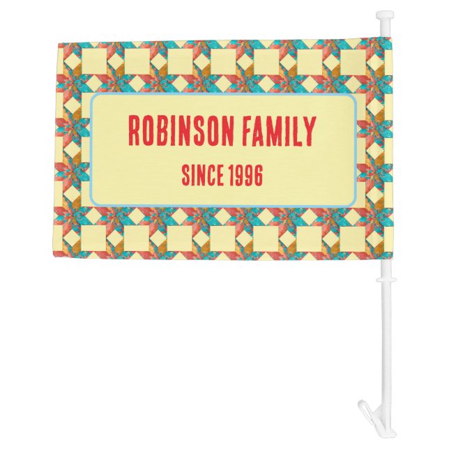 Custom Car accessories patchwork quilt gift ideas Flag (Back)