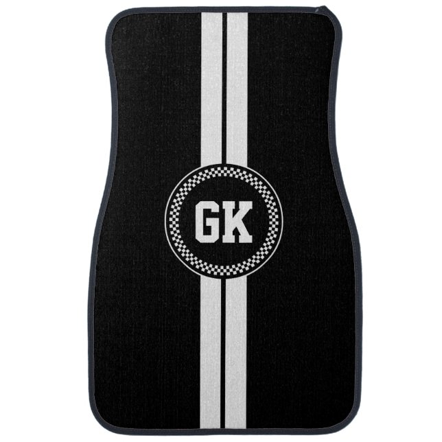 Custom Car Floor Mats Cool Stripe Checkered Gift (Front)