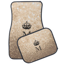 Custom Car Floor Mats - Crown Peach Gold Glitter Custom Car Floor Mats - Crown Peach Gold Glitter