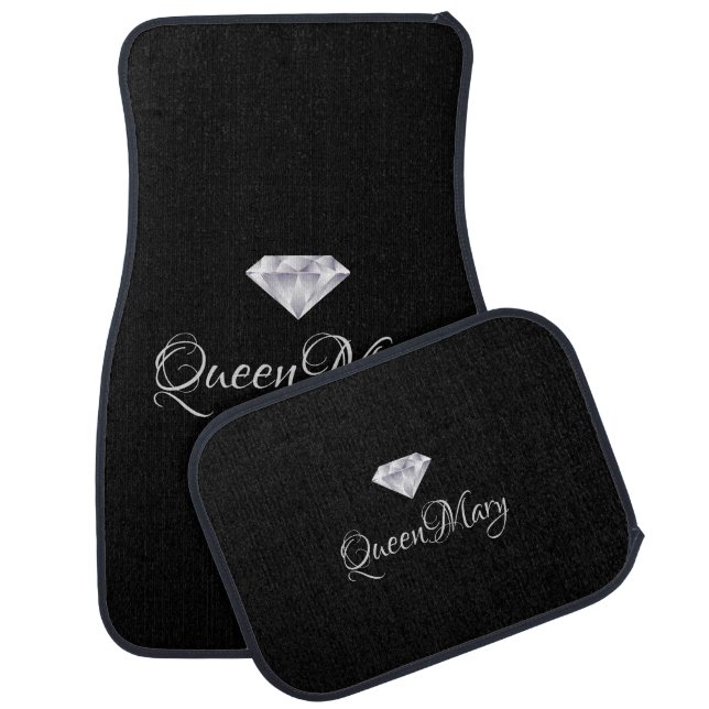 Custom Car Floor Mats - Diamond Queen Name (Set)