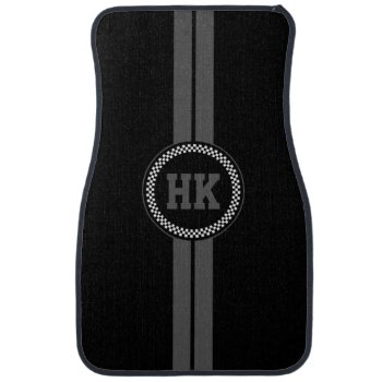 Custom Car Floor Mats Gray Stripe Checkered Gift by inkbrook at Zazzle