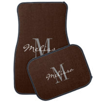 Custom Car Floor Mats - Initial Script Brown Custom Car Floor Mats - Initial Script Brown
