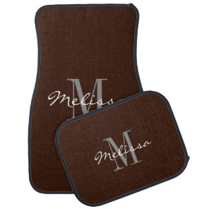 Custom Car Floor Mats - Initial Script Brown