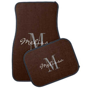 Custom Car Floor Mats - Initial Script Brown