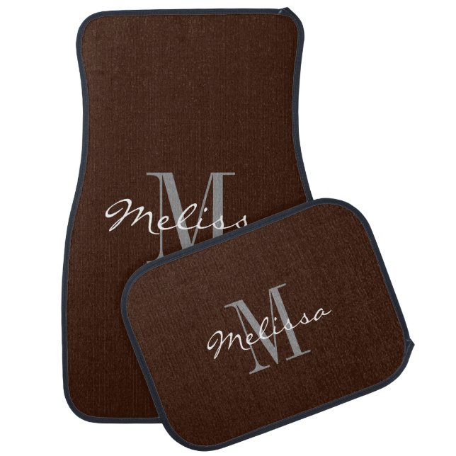 Custom Car Floor Mats - Initial Script Brown (Set)