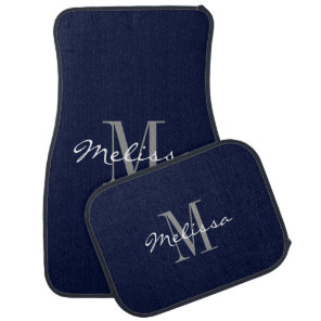 Custom Car Floor Mats - Initial Script Navy Blue
