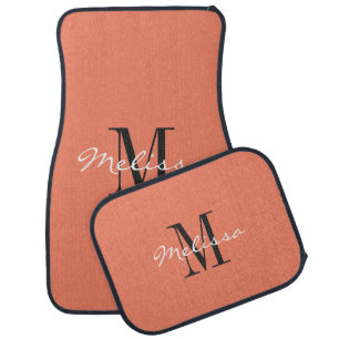 Custom Car Floor Mats - Initial Script Peach