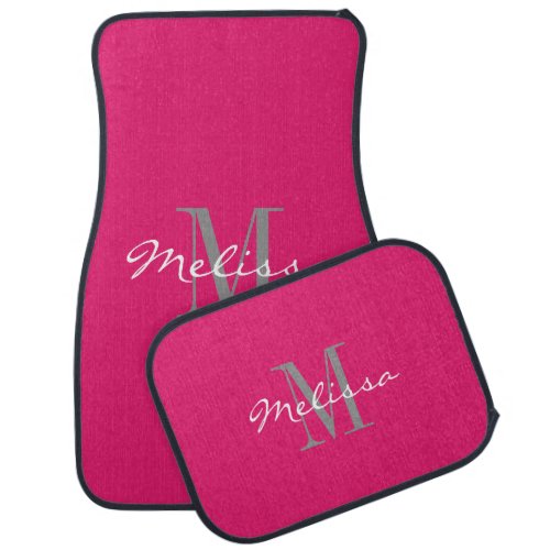 Custom Car Floor Mats _ Initial Script Pink