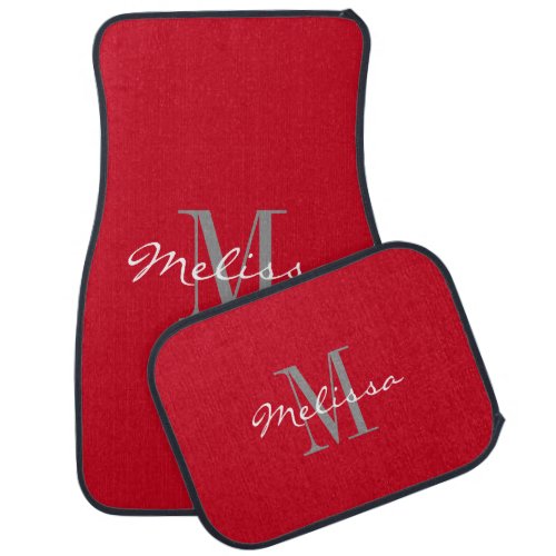 Custom Car Floor Mats _ Initial Script Red