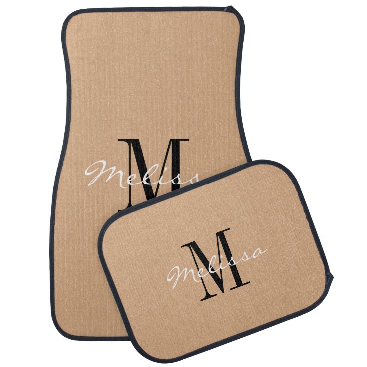 Custom Car Floor Mats Initial Script Tan Zazzle