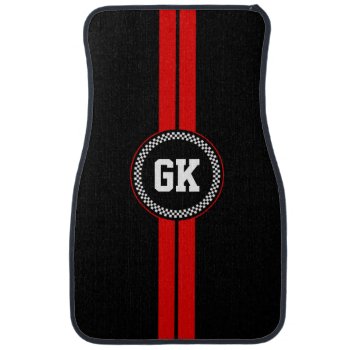 Custom Car Floor Mats Red Stripe Checkered Gift by inkbrook at Zazzle