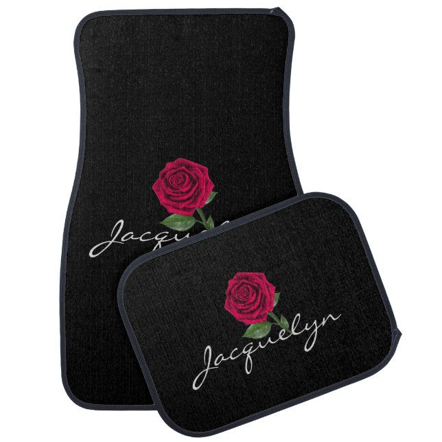 Custom Car Floor Mats - Rose Name (Set)