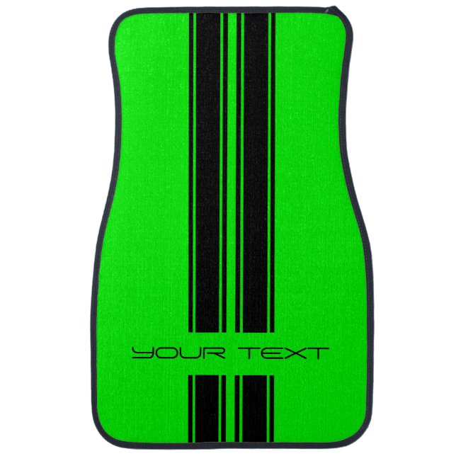 Custom Car Floor Mats - Stripe Type Lime (Front)