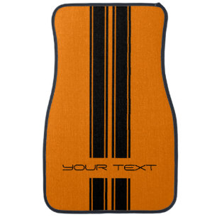 Custom Car Floor Mats - Stripe Type Orange