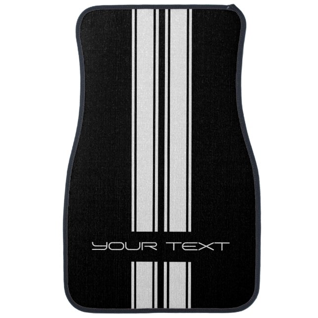 Custom Car Floor Mats - Stripe Type White (Front)