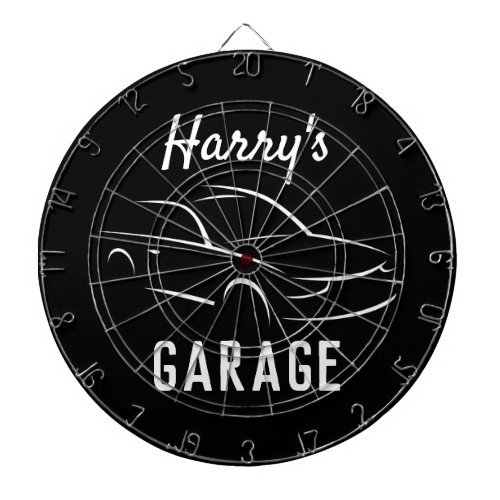 Custom car garage mancave dart board