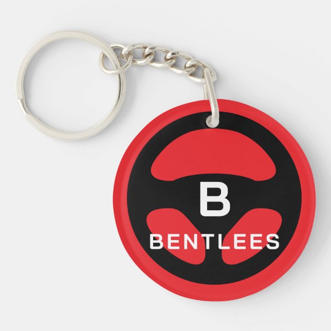 Custom car key keychain with steering wheel logo (Front)
