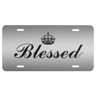 Custom Car License Plate - Crown Blessed Silver