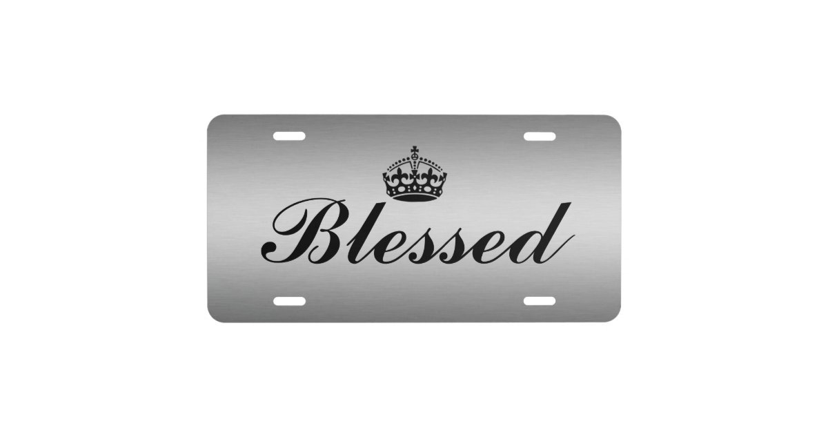 Custom Car License Plate Crown Blessed Silver Zazzle