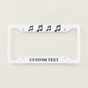 Custom car license plate frame with music notes