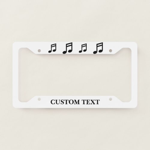 Custom car license plate frame with music notes