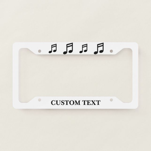 Custom car license plate frame with music notes (Front)