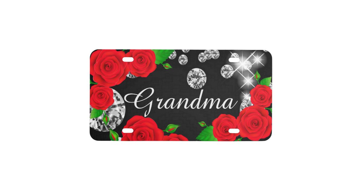 Custom Car License Plate Grandma Rose Diamonds Zazzle