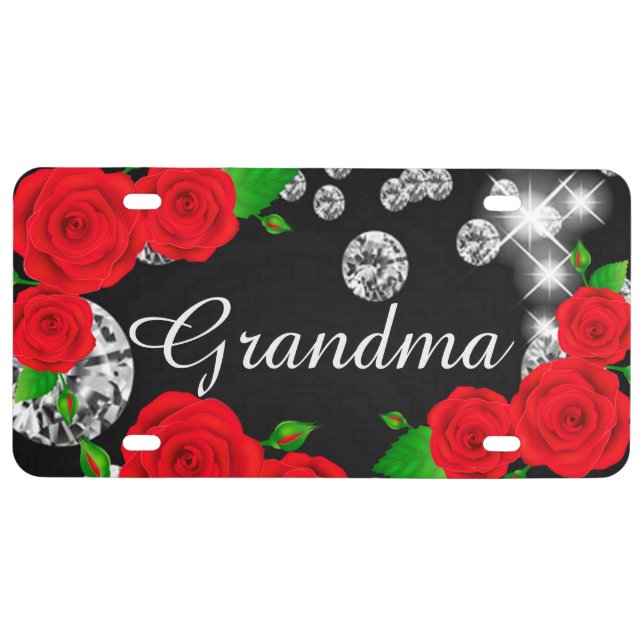 Custom Car License Plate - Grandma Rose Diamonds (Front)