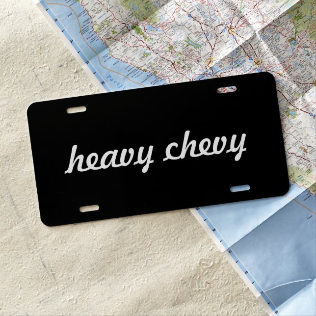 Custom Car License Plate - heavy chevy black (In Situ)