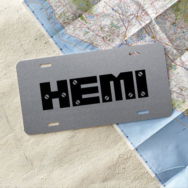 Custom Car License Plate - HEMI Silver (In Situ)