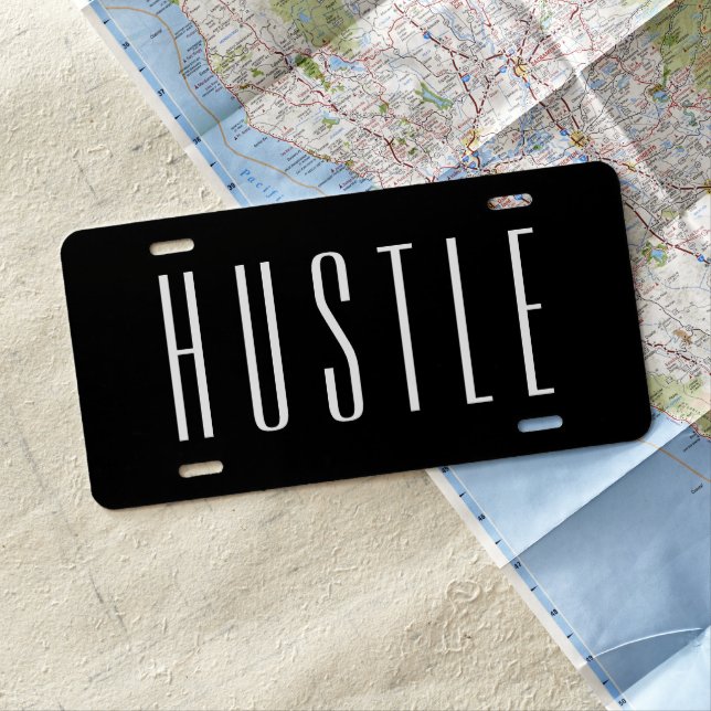 Custom Car License Plate - HUSTLE (In Situ)