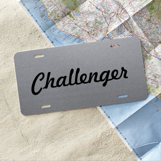 Custom Car License Plate - Matte Steel -Challenger (In Situ)
