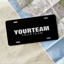 Custom Car License Plate - Your Team - Black
