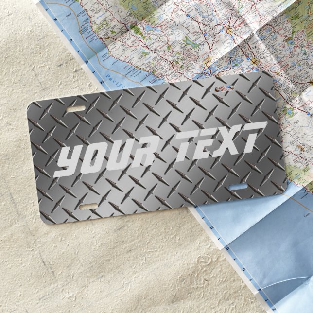 Custom Car License Plate - YOUR TEXT Stamped Steel (In Situ)