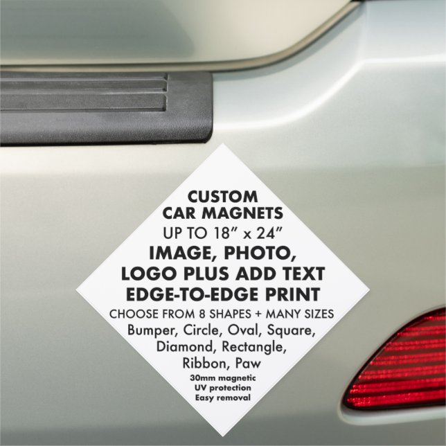 Custom Car Magnet - LARGE DIAMOND Shape 7" x 7" (In Situ)