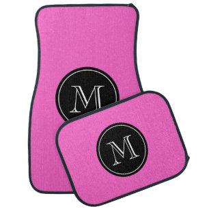 Custom car mat set in hot pink with monogram name