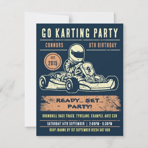 Custom Car Number Go Karting Party Invitation